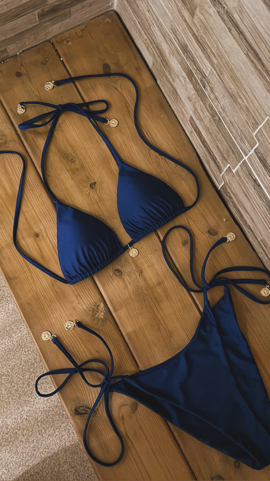NAOMI- NAVY SHIMMER TRIANGLE SET